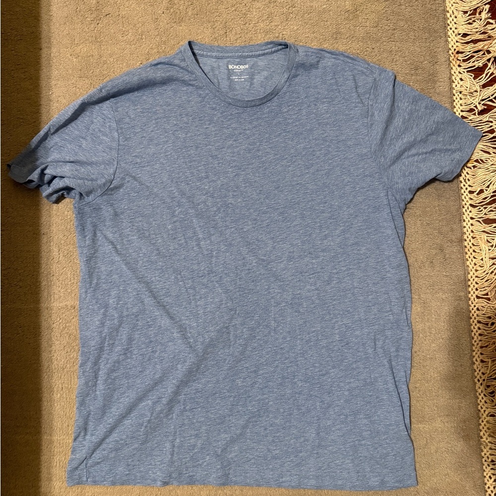 Bonobos Men’s Heather Blue Cotton Short Sleeve T-Shirt Size Large